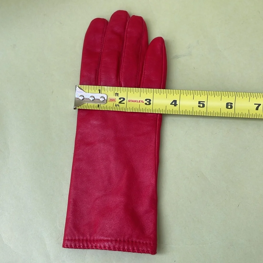 New vintage red leather gloves with lining